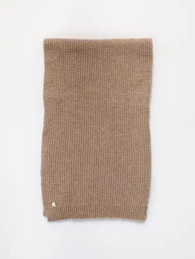 Шарф с декоративной нашивкой и люрексом бежевого цвета